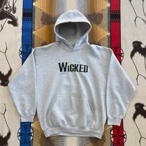 Vintage Y2K Wicked Broadway Musical Embroidered Hoodie Sweatshirt Size XL